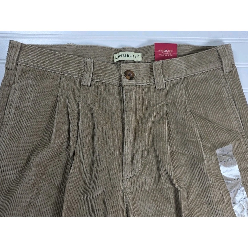 Lanesboro Corduroy Pants Mens 34X29 BROWN Comfort Fit Pleated Front Classic NWT